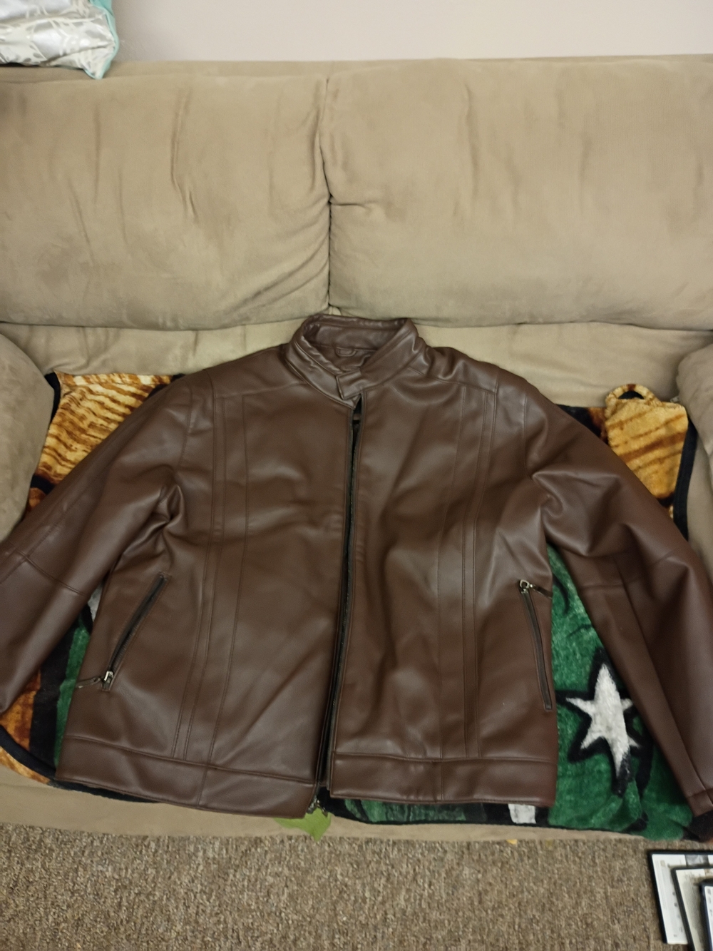 Moda Women’s Brown Faux Leather Jacket with Plush Lining